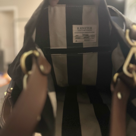 R. Riveter black canvas brown leather tote “Doyle” - Picture 9 of 9